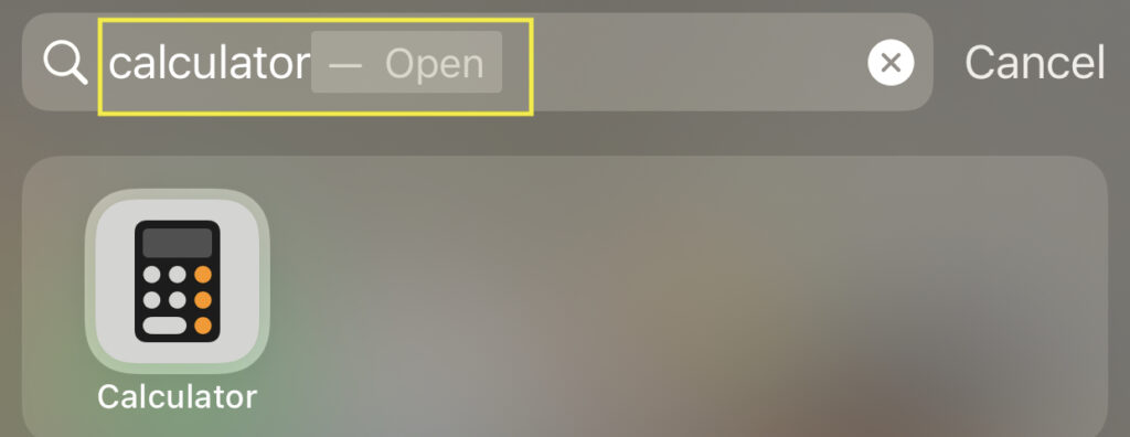 iPhone spot light search calculator